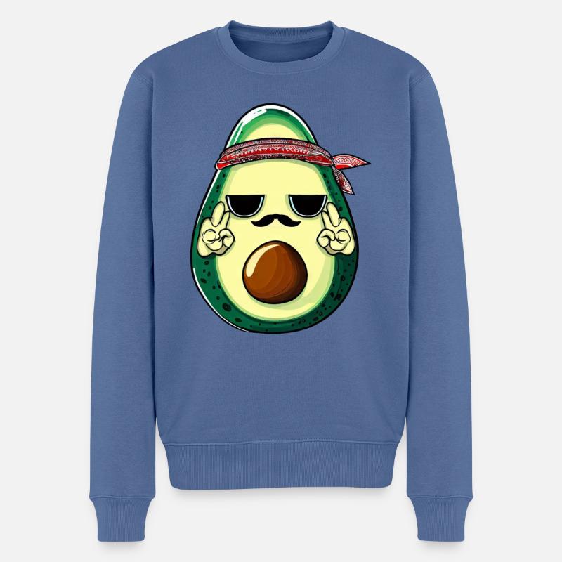 Hippie Avocado mit Bart - Männer Premium Bio Pullover - Taubenblau