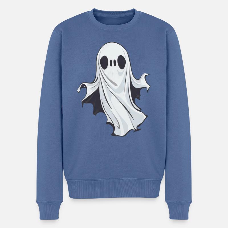 Halloween Geist Gespenst - Männer Premium Bio Pullover - Taubenblau