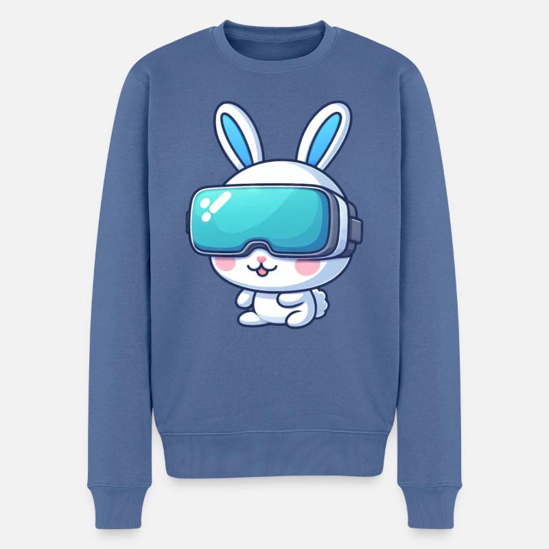 VR-Gaming Hase: Virtuelle Abenteuer - Männer Premium Bio Pullover - Taubenblau