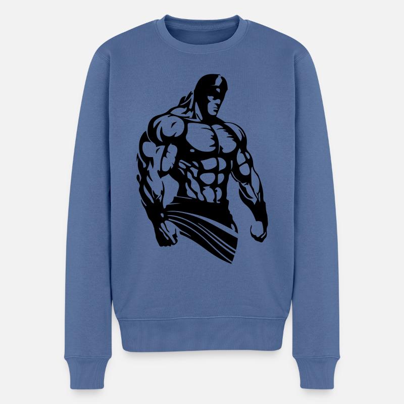 Gladiator Muscles Musculation Gym - Pull Premium bio Homme - bleu pigeon