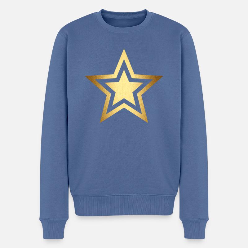 Stern gold - Männer Premium Bio Pullover - Taubenblau