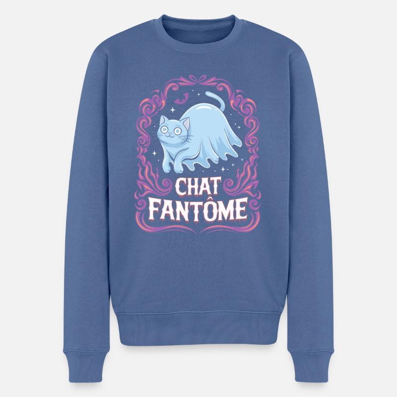 Chat fantôme - Pull Premium bio Homme - bleu pigeon