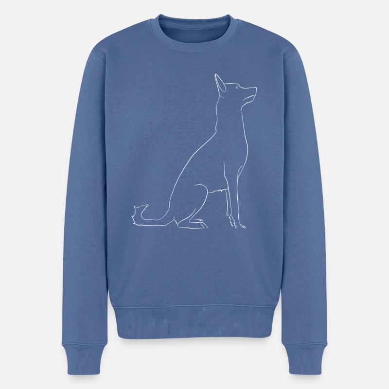 Stilisierter belgischer Schäferhund Malinois Hund - Männer Premium Bio Pullover - Taubenblau