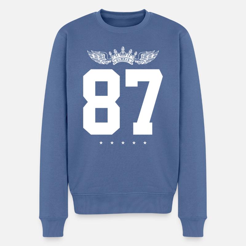87 Couronne numérique - Pull Premium bio Homme - bleu pigeon