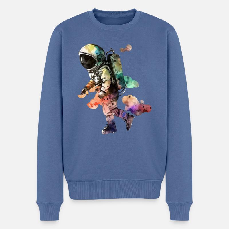 Astronaut Wasserfarben - Männer Premium Bio Pullover - Taubenblau