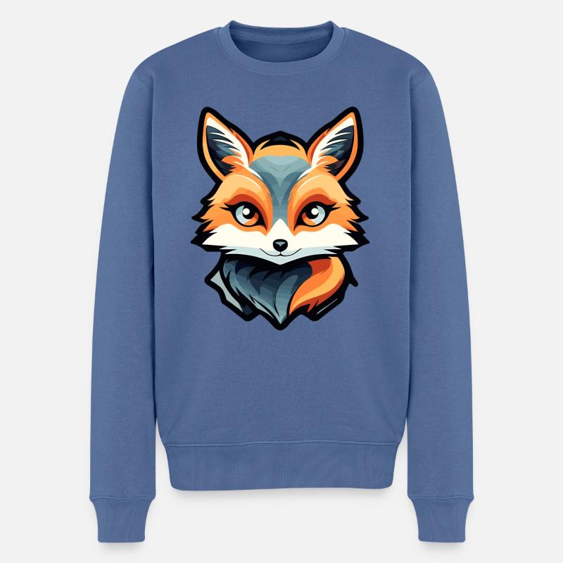 Fuchs Zeichnung - Männer Premium Bio Pullover - Taubenblau