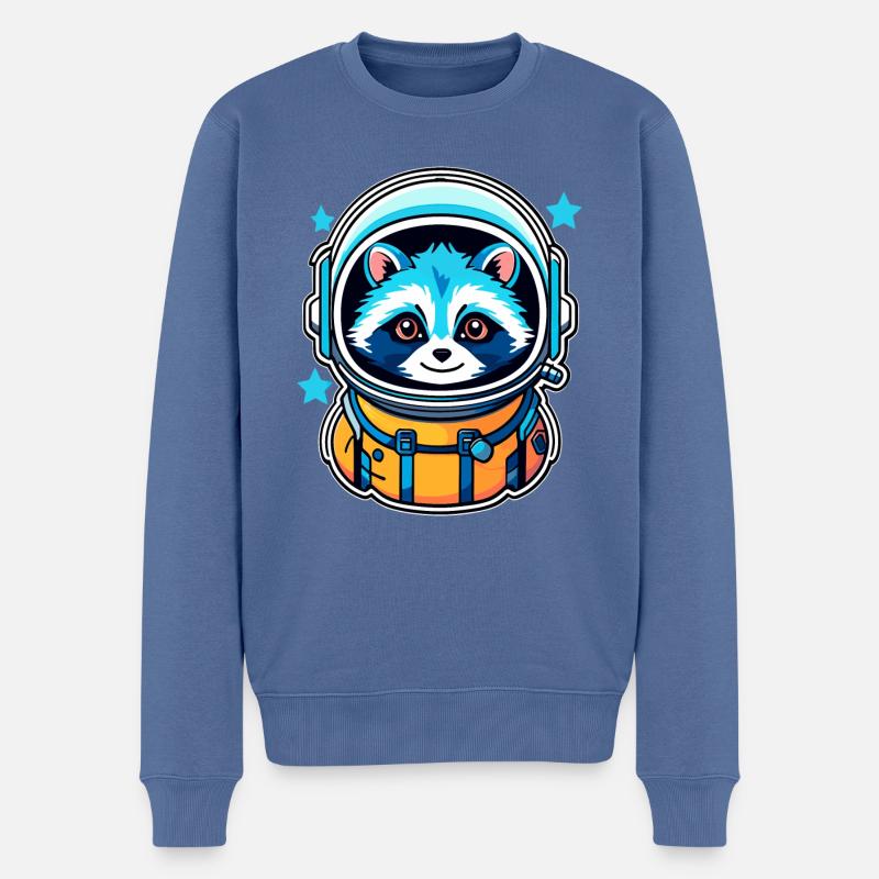 Illustration d’astronaute raton laveur - Pull Premium bio Homme - bleu pigeon