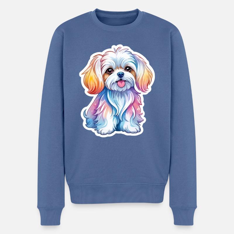 Aquarelles de Malteser - Pull Premium bio Homme - bleu pigeon