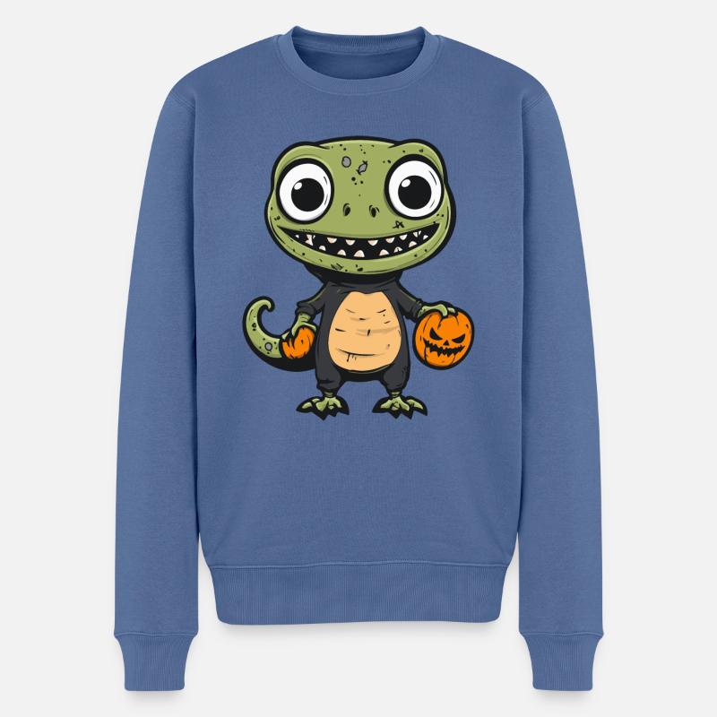 Echse Halloween Zombie - Männer Premium Bio Pullover - Taubenblau