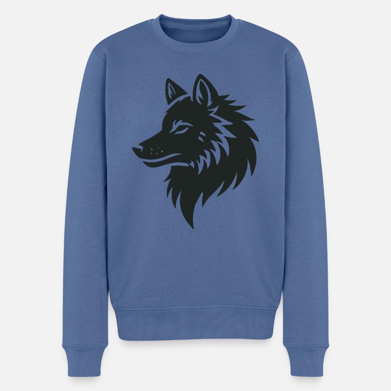 wolf - Männer Premium Bio Pullover - Taubenblau