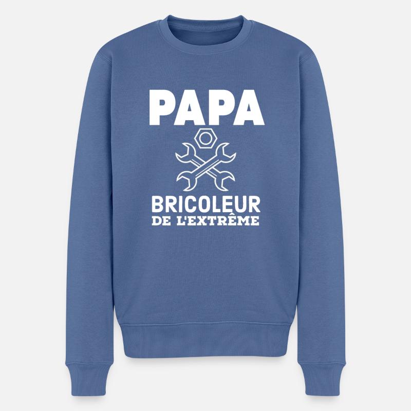 Papa bricoleur de l'extrême - Pull Premium bio Homme - bleu pigeon