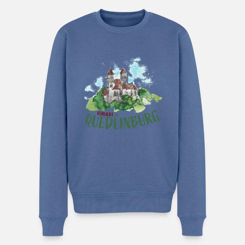 Verliebt in Quedlinburg - Männer Premium Bio Pullover - Taubenblau