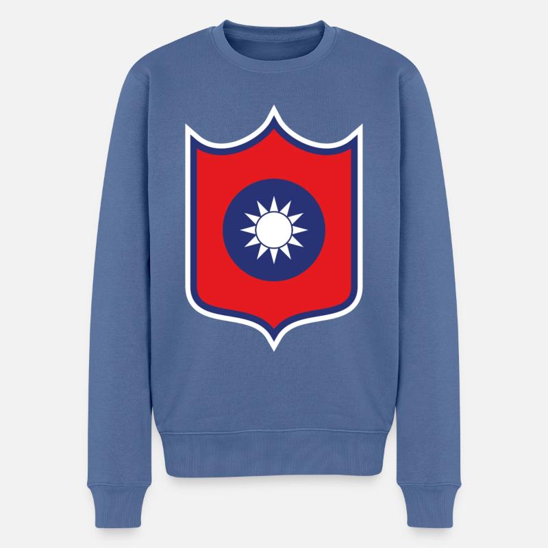 Taiwan Wappen - Männer Premium Bio Pullover - Taubenblau