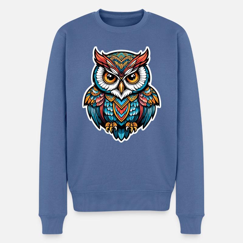 Eule Neo Traditional - Männer Premium Bio Pullover - Taubenblau