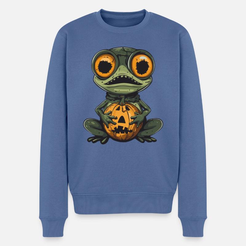 Grenouille Halloween Zombie - Pull Premium bio Homme - bleu pigeon