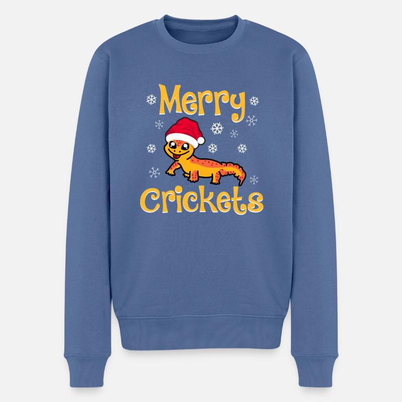 Drôle de joyeux grillons Reptile Lézard de Noël - Pull Premium bio Homme - bleu pigeon