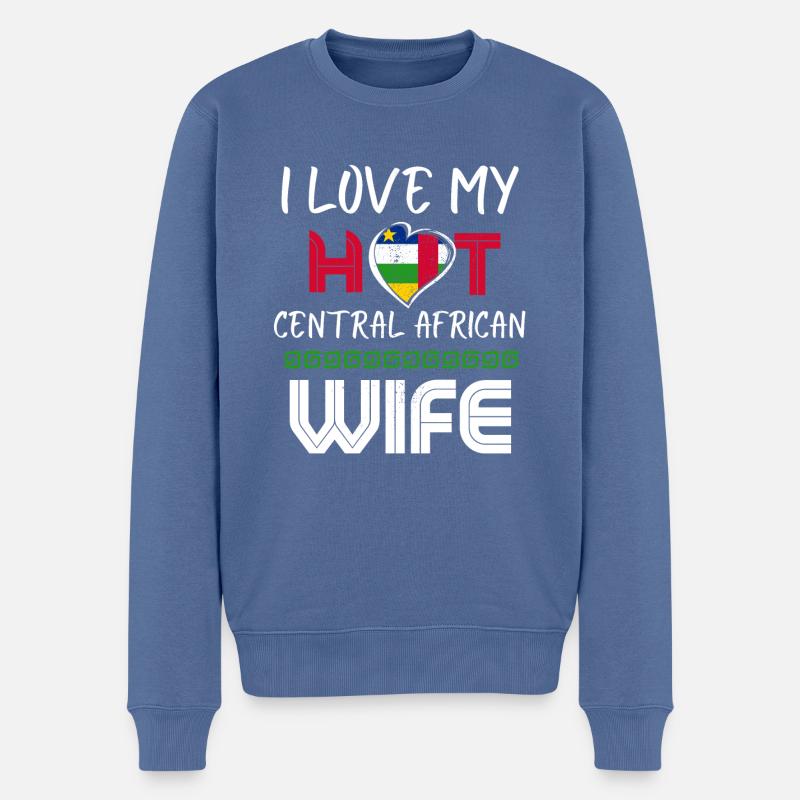 C’est drôle que j’aime mon mari chaud d’Afrique centrale - Pull Premium bio Homme - bleu pigeon