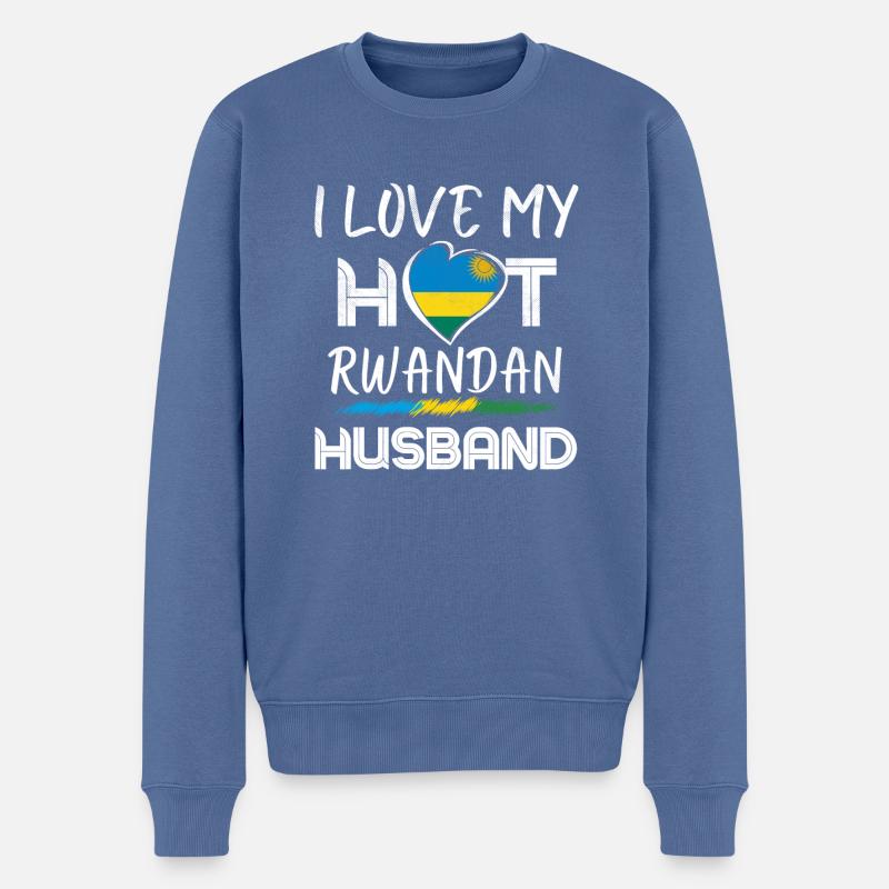 Mari rwandais Fière épouse - Pull Premium bio Homme - bleu pigeon