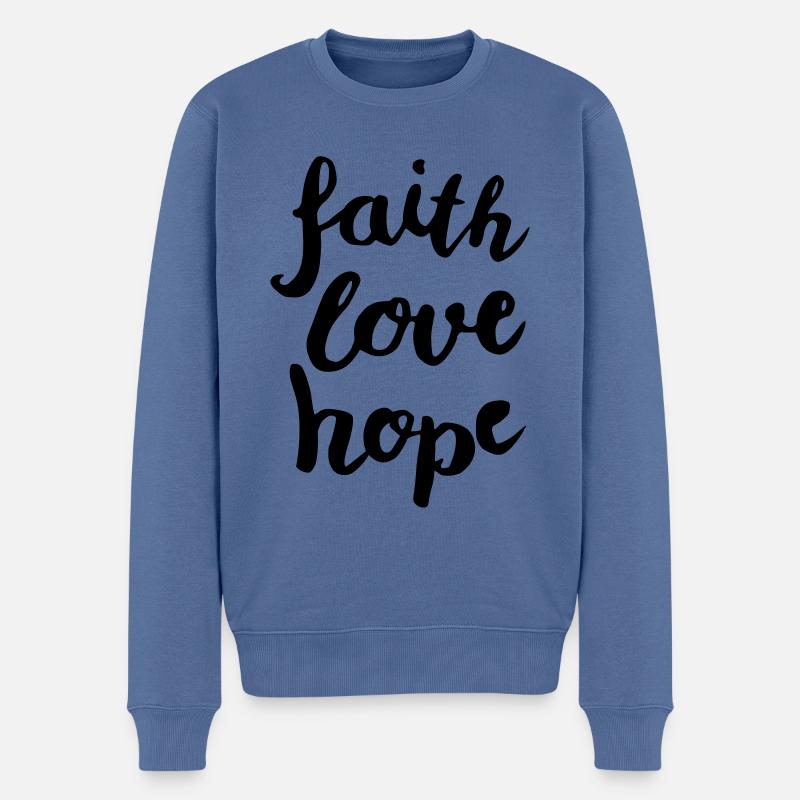 faith love hope - Männer Premium Bio Pullover - Taubenblau