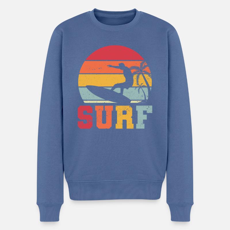 Surfer Surfen Surfbrett Seascapes Sprüche - Männer Premium Bio Pullover - Taubenblau
