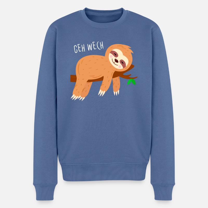 Faultier GEH WECH - Männer Premium Bio Pullover - Taubenblau