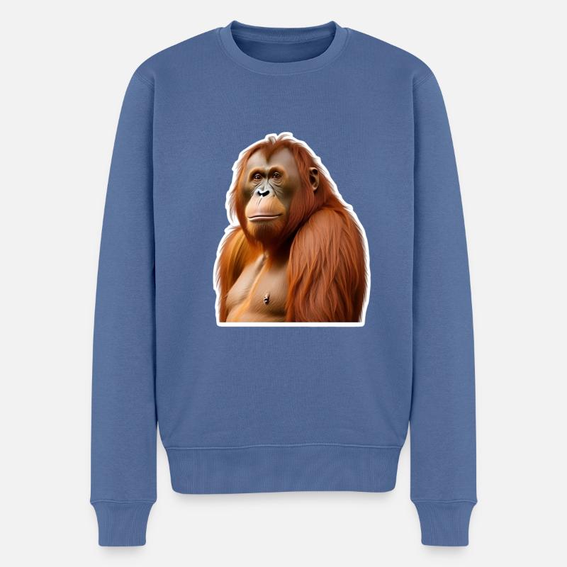 Orang-Utan - Männer Premium Bio Pullover - Taubenblau