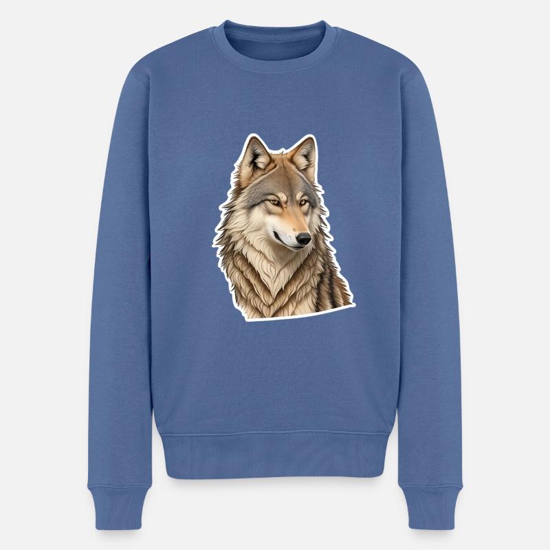 Wolf - Männer Premium Bio Pullover - Taubenblau