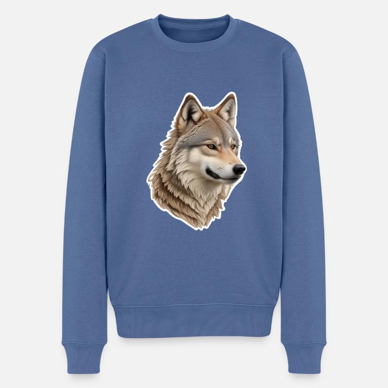 Wolf - Männer Premium Bio Pullover - Taubenblau