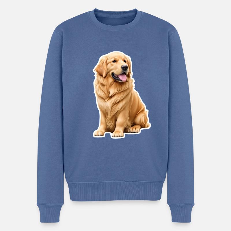 Golden retriever - Pull Premium bio Homme - bleu pigeon