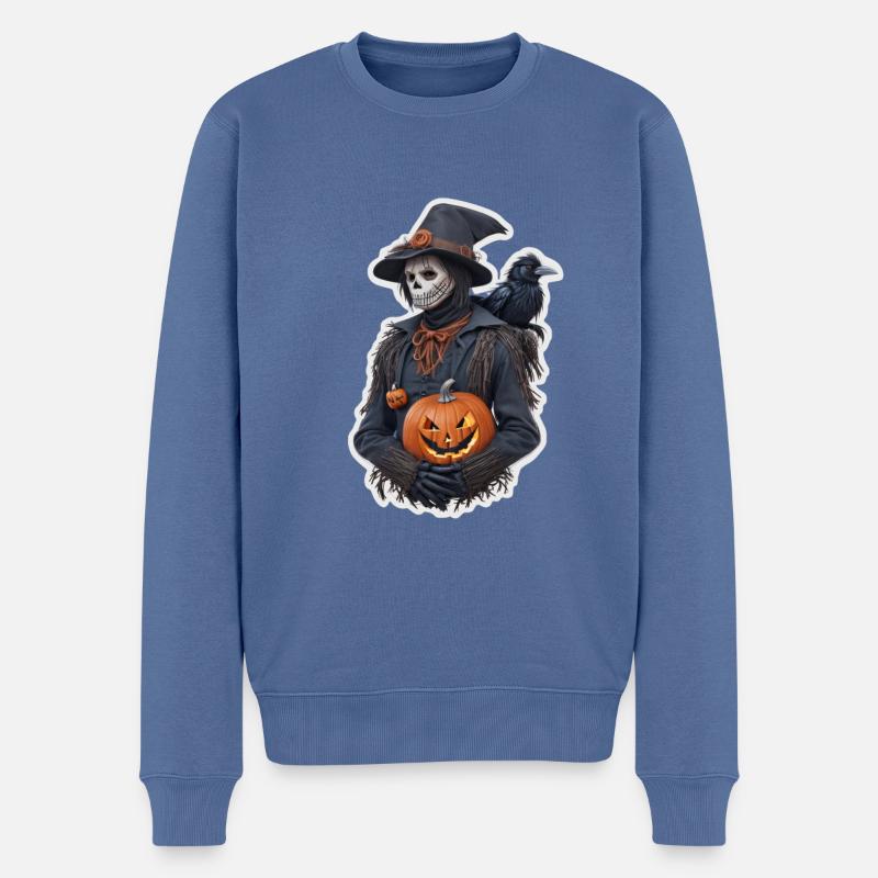 Vogelscheuche Halloween - Männer Premium Bio Pullover - Taubenblau