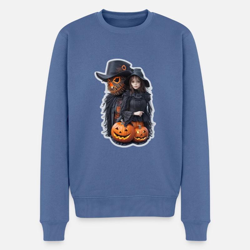 Épouvantail d’Halloween - Pull Premium bio Homme - bleu pigeon