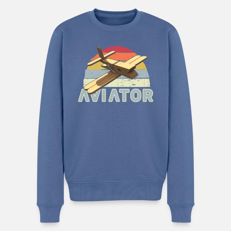 Aviateur à aile basse Clothespin - Pull Premium bio Homme - bleu pigeon