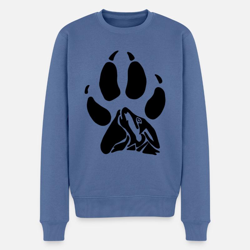 Wolf Pfote Kralle Heulen - Männer Premium Bio Pullover - Taubenblau