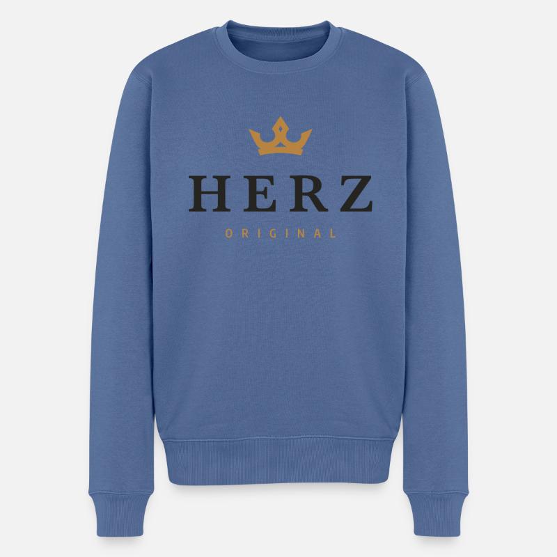 Herz Original Familienlogo - Männer Premium Bio Pullover - Taubenblau