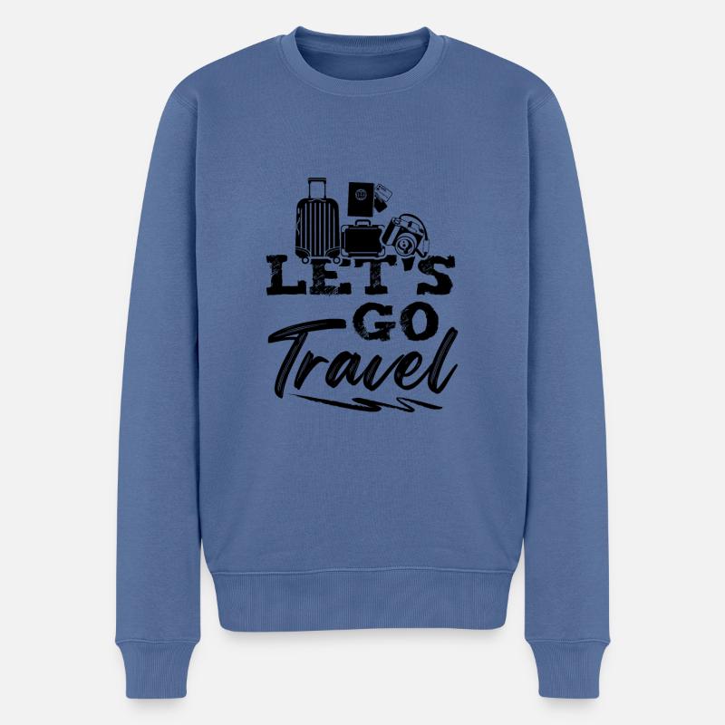 lass uns reisen - Männer Premium Bio Pullover - Taubenblau