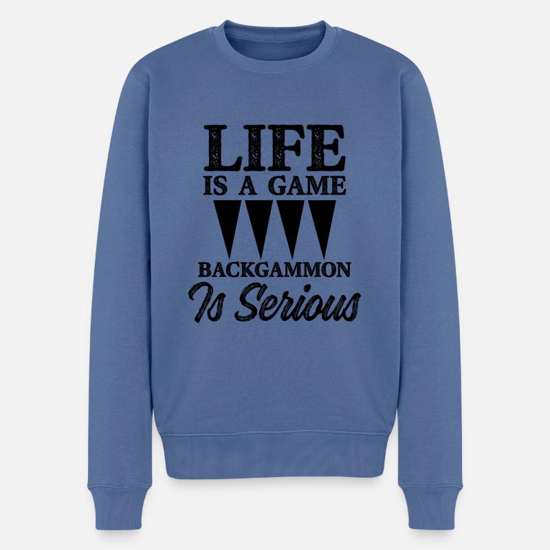 leben spiel backgammon - Männer Premium Bio Pullover - Taubenblau
