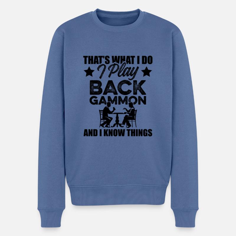 spiel backgammon - Männer Premium Bio Pullover - Taubenblau