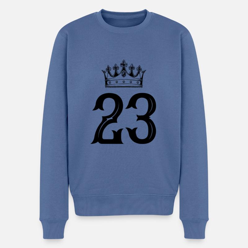 23 Zahl Krone - Männer Premium Bio Pullover - Taubenblau