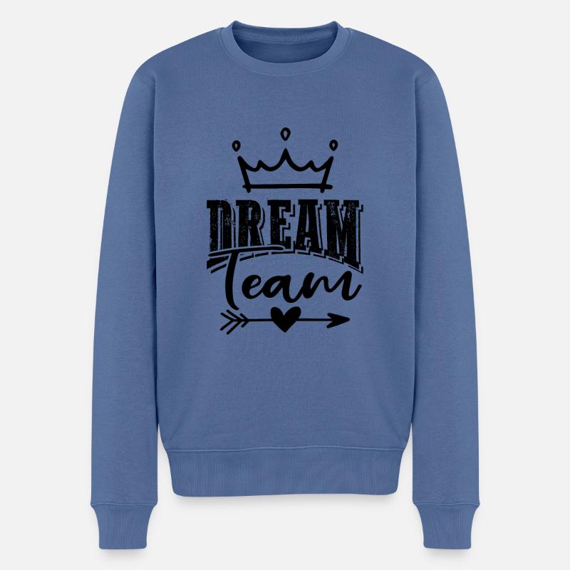 Dream Team - Männer Premium Bio Pullover - Taubenblau