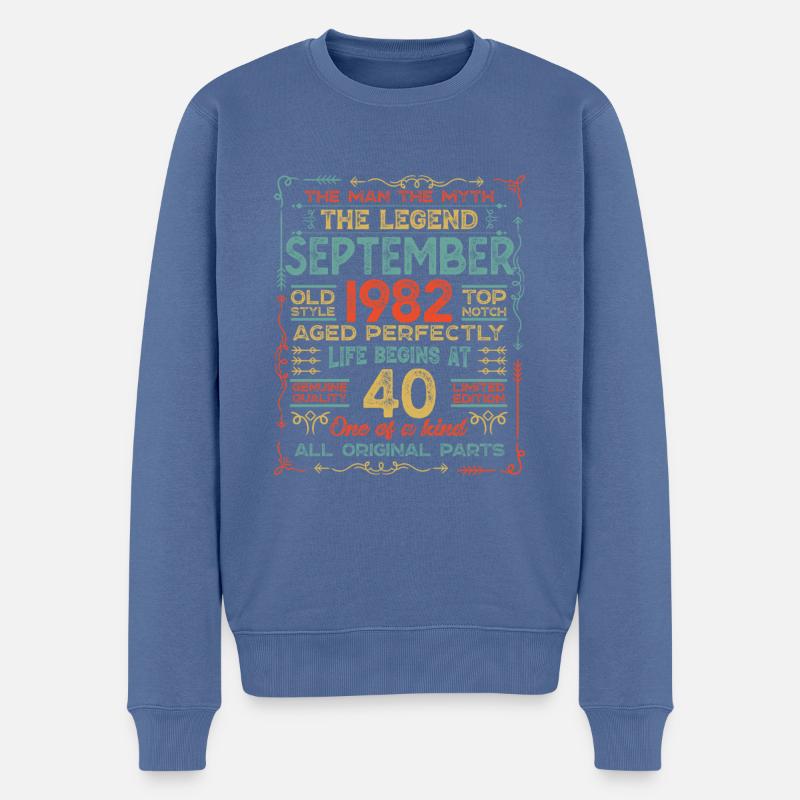 September 1982 - 40. Geburtstag Geschenk. Awesome. - Männer Premium Bio Pullover - Taubenblau