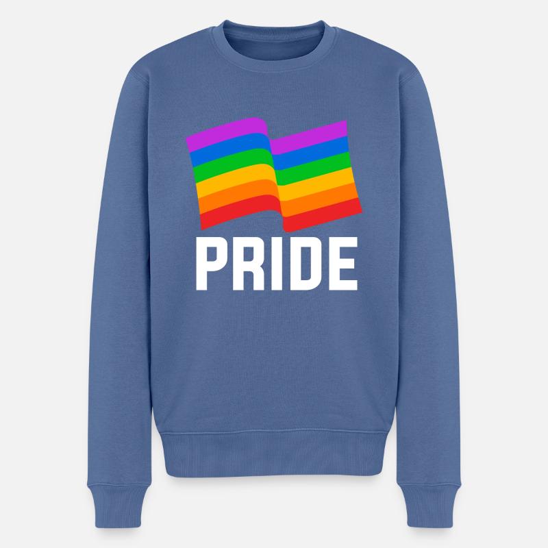 PRIDE Flag - Männer Premium Bio Pullover - Taubenblau