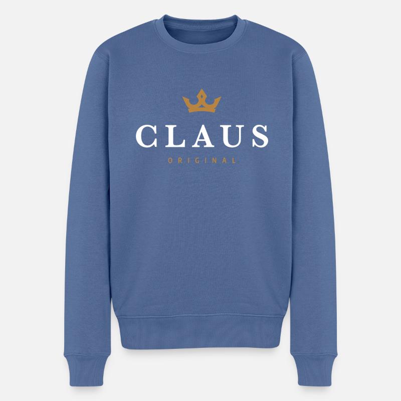 Claus Original Familienlogo - Männer Premium Bio Pullover - Taubenblau