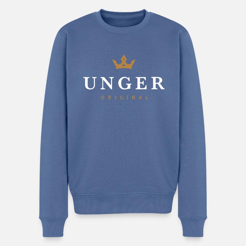 Unger Original Familienlogo - Männer Premium Bio Pullover - Taubenblau