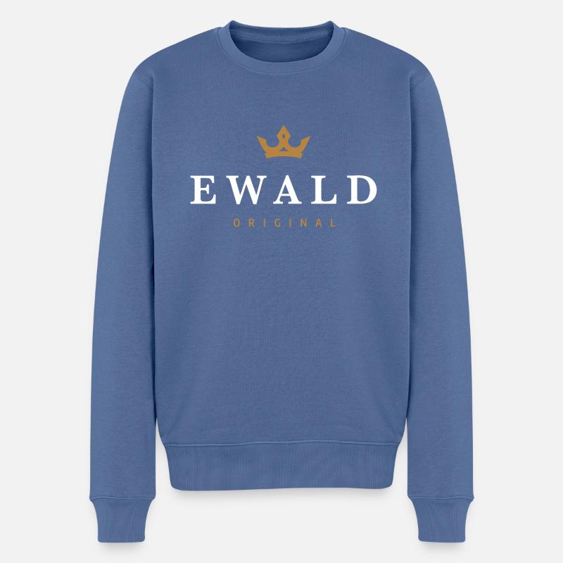Ewald Original Familienlogo - Männer Premium Bio Pullover - Taubenblau