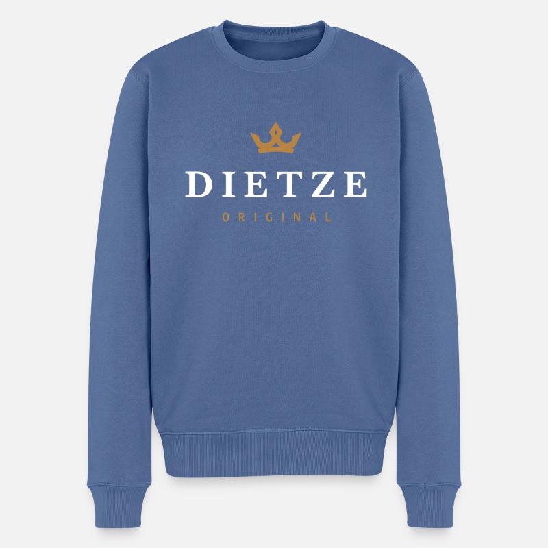 Dietze Original Familienlogo - Männer Premium Bio Pullover - Taubenblau