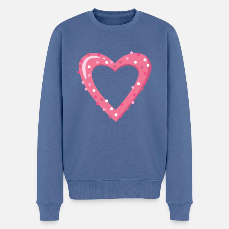Rosa Herz - Männer Premium Bio Pullover - Taubenblau