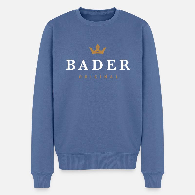 Bader Original Familienlogo - Männer Premium Bio Pullover - Taubenblau