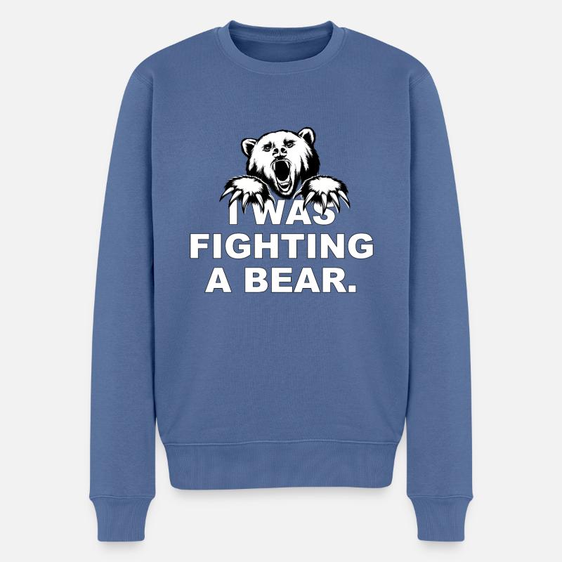 Je combattais un ours - Pull Premium bio Homme - bleu pigeon