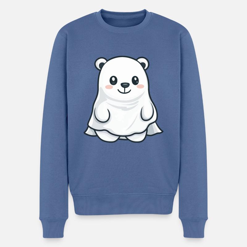 Eisbär Halloween Lustig Geist - Männer Premium Bio Pullover - Taubenblau