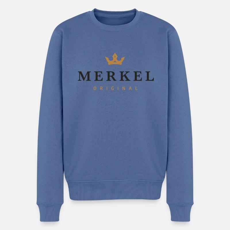 Merkel Original Familienlogo - Männer Premium Bio Pullover - Taubenblau